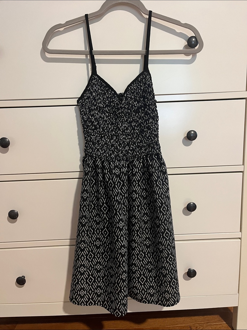 Black & White Diamond Print Spaghetti Strap Sundress